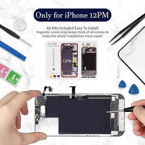 استبدال شاشة LCD لهاتف iPhone 12 Pro Max مع مستشعر القرب ومكبر الصوت ثلاثي الأبعاد ومجموعة محول رقمي بشاشة تعمل باللمس مع أدوات إصلاح 6.7 بوصة A2342 A2410 A2411 A2412 in Kuwait