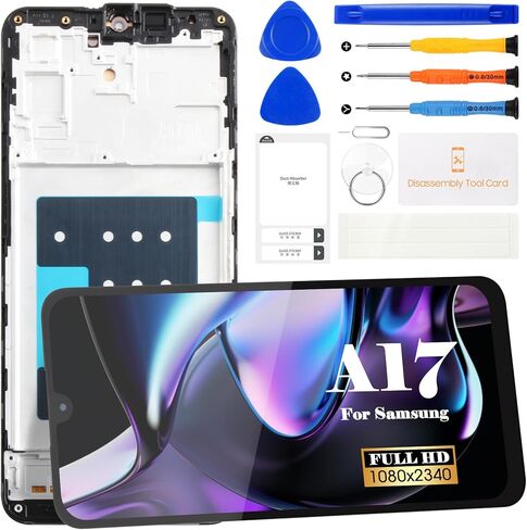 استبدال شاشة SRJTEK OLED لهاتف Samsung Galaxy A17 5G بإطار 6.7 بوصة - FHD+ مجموعة كاملة من محول الأرقام للشاشة (إطار أسود) تناسب SM-A176B/SM-A176B/DS + أدوات إصلاح احترافية كاملة in Kuwait