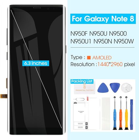 مجموعات استبدال شاشة OLED لهاتف Samsung Galaxy Note 8، شاشة LCD لهاتف Samsung Note8 2017 N950 SM-N950U N950A N950W أجزاء إصلاح مجموعة محول الأرقام لشاشة تعمل باللمس مع إطار in Kuwait