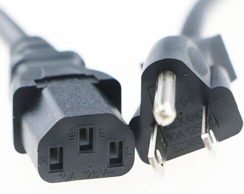 6 Feet Power Cord,18AWG 105℃ 10Amp SJT Cable,3 Prong Replacement Cord Male Plug NEMA 5-15P to Female IEC320 C13 for Printer Monitor TV (6FT/1.9 Meters) in Kuwait