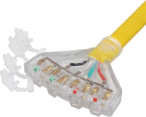 كابل محول 1.5FT L14-30P إلى 4X Nema 5-20R، L14-30P 4-Prong 30 Amp قفل المكونات إلى أربعة سلك طاقة منزلي 15/20A أنثى عالي التحمل، AWG#10 4 موصلات كابل مسطح اللون الأصفر. in Kuwait