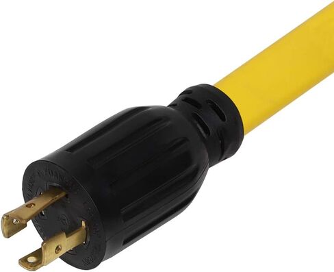 كابل محول 1.5FT L14-30P إلى 4X Nema 5-20R، L14-30P 4-Prong 30 Amp قفل المكونات إلى أربعة سلك طاقة منزلي 15/20A أنثى عالي التحمل، AWG#10 4 موصلات كابل مسطح اللون الأصفر. in Kuwait