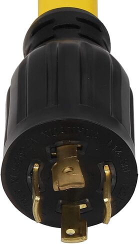 كابل محول 1.5FT L14-30P إلى 4X Nema 5-20R، L14-30P 4-Prong 30 Amp قفل المكونات إلى أربعة سلك طاقة منزلي 15/20A أنثى عالي التحمل، AWG#10 4 موصلات كابل مسطح اللون الأصفر. in Kuwait