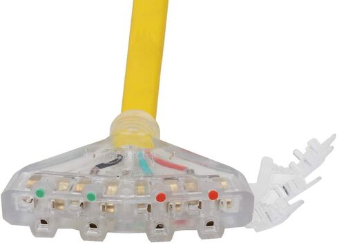 كابل محول 1.5FT L14-30P إلى 4X Nema 5-20R، L14-30P 4-Prong 30 Amp قفل المكونات إلى أربعة سلك طاقة منزلي 15/20A أنثى عالي التحمل، AWG#10 4 موصلات كابل مسطح اللون الأصفر. in Kuwait