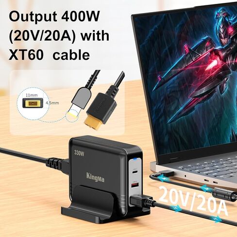 King Ma GaN Portable Laptop Charger Compatible with Legion Pro 7i Gen 10,3 Ports Fast Charging,with a Power Cable with a 11-45 mm Charging Port(20V/20A Output), for Gaming and Engineering Laptops. in Kuwait