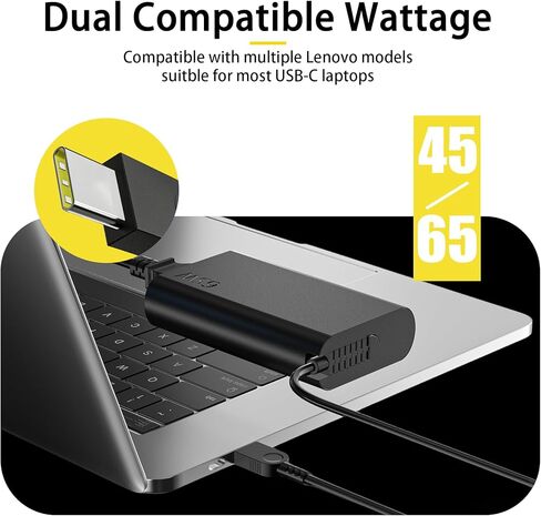 شاحن كمبيوتر محمول USB C عالمي بقدرة 65 وات متوافق مع LenovoThinkpad/Yoga/Chromebook/ThinkBook محول طاقة سريع الشحن من النوع C in Kuwait