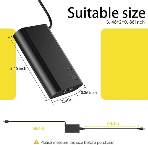 شاحن كمبيوتر محمول USB C عالمي بقدرة 65 وات متوافق مع LenovoThinkpad/Yoga/Chromebook/ThinkBook محول طاقة سريع الشحن من النوع C in Kuwait