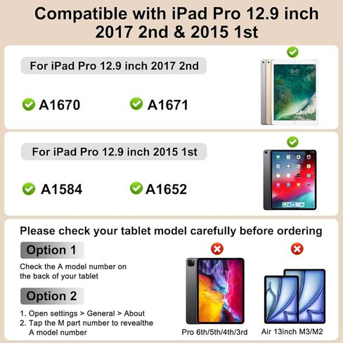 حافظة لوحة مفاتيح قابلة للفصل لجهاز iPad Pro مقاس 12.9 بوصة - غطاء فوليو ذكي قابل لإعادة الشحن بإضاءة خلفية بـ 7 ألوان مع حامل أقلام للجيل الأول والثاني (2015/2017)، كتابة بلوتوث للعمل والدراسة in Kuwait