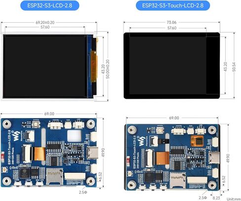 Waveshare ESP32-S3 لوحة تطوير العرض 2.8 بوصة، 240 × 320، IPS، معالج ثنائي النواة 32 بت LX7، تردد يصل إلى 240 ميجاهرتز، يدعم WiFi وBluetooth، بدون وظيفة اللمس in Kuwait