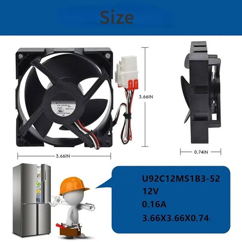 مروحة تبريد U92C12MS1B3-52 لأجزاء ثلاجة سامسونج DA81-06013A 12 فولت 0.16A in Kuwait