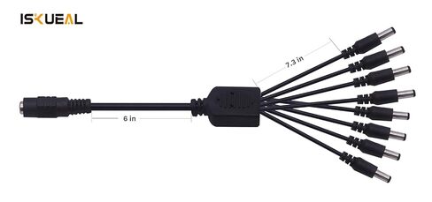 Xwell DC كابل مقسم الطاقة 1 أنثى إلى 8 سلك ذكر Y Adppter 5.1 مم × 2.1 مم لكاميرات CCTV الأمنية وأضواء شريط LED in Kuwait
