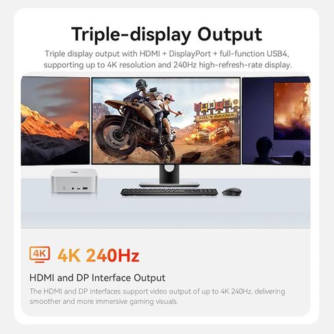 Beelink SER10 MAX Mini PC, AMD Ryzen AI 9 HX470 (12C/24T, up to 5.2 GHz), 32G DDR5 1TB SSD Mini Desktop Computer, WIFI-6/BT5.2/10G LAN, Mini Gaming PC Support HDMI +DP +USB4 Triple-Display in Kuwait