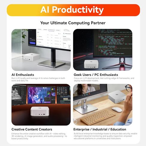 Beelink SER10 MAX Mini PC, AMD Ryzen AI 9 HX470 (12C/24T, up to 5.2 GHz), 32G DDR5 1TB SSD Mini Desktop Computer, WIFI-6/BT5.2/10G LAN, Mini Gaming PC Support HDMI +DP +USB4 Triple-Display in Kuwait
