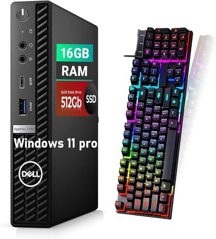 كمبيوتر سطح المكتب Dell OptiPlex 5090 Mini Business، 6-Core i5-10500T، ذاكرة وصول عشوائي 16 جيجابايت، 512 جيجابايت SSD، ماوس، لوحة مفاتيح، Windows 11 Pro (متجدد) in Kuwait