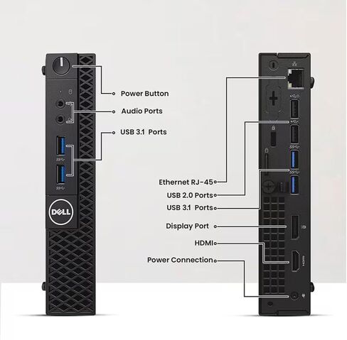 كمبيوتر مكتبي صغير طراز 3060 من Dell - الجيل الثامن من Intel Core i3-8100t - ذاكرة وصول عشوائي DDR4 سعة 16 جيجابايت - محرك أقراص SSD سعة 256 جيجابايت - لوحة مفاتيح وماوس لاسلكيين - شبكة Wi-Fi - كمبيوتر مكتبي صغير للأعمال - Window 11 Pro (متجدد) in Kuwait