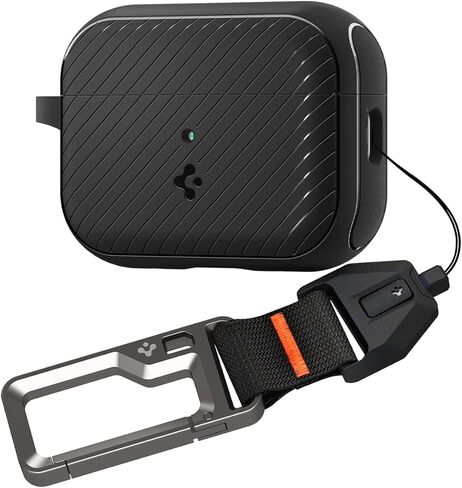 Spigen Mag Armor Case and Lanyard with Carabiner Designed for AirPods Pro 2nd Generation Case (2022) - Black in Kuwait