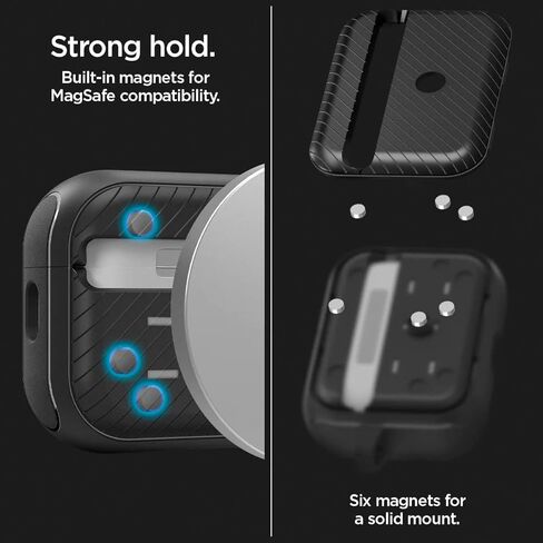Spigen Mag Armor Case and Lanyard with Carabiner Designed for AirPods Pro 2nd Generation Case (2022) - Black in Kuwait