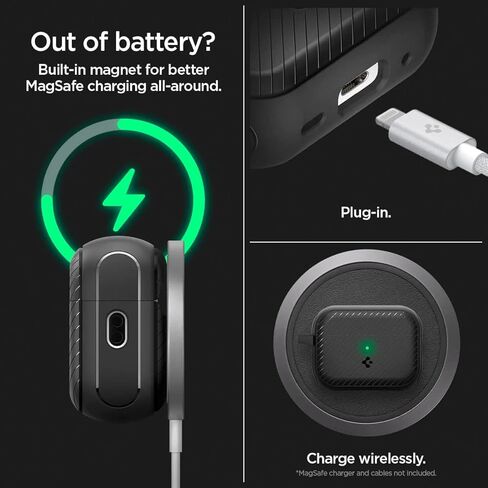 Spigen Mag Armor Case and Lanyard with Carabiner Designed for AirPods Pro 2nd Generation Case (2022) - Black in Kuwait