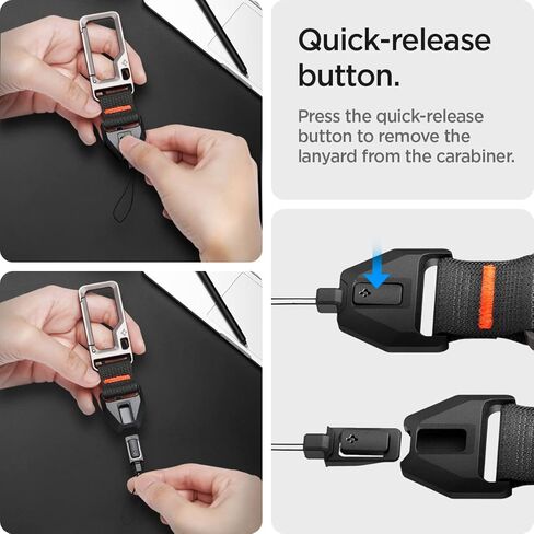 Spigen Mag Armor Case and Lanyard with Carabiner Designed for AirPods Pro 2nd Generation Case (2022) - Black in Kuwait