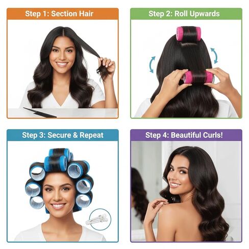 X-Large Self Stick Hair Grip Curlers Rollers Pro Salon Hairdressing - Great For Long Hair in Saudi Arabia