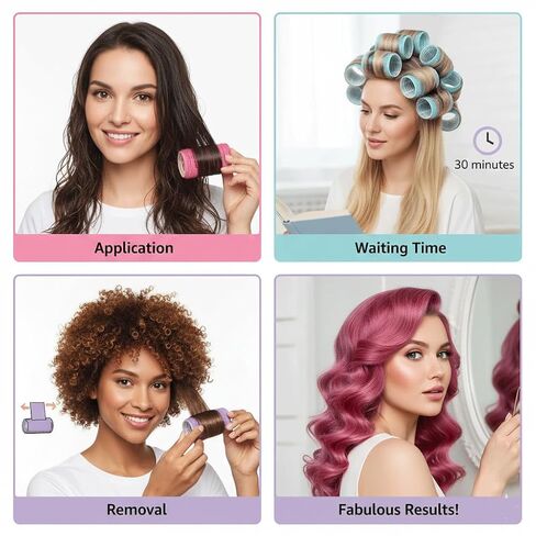 X-Large Self Stick Hair Grip Curlers Rollers Pro Salon Hairdressing - Great For Long Hair in Saudi Arabia