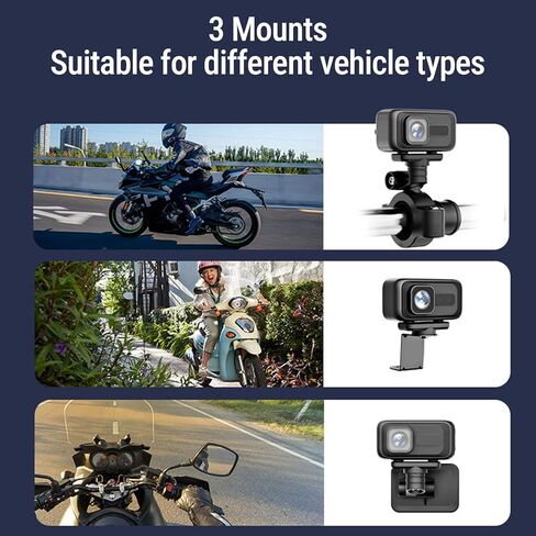 Motorcycle Dash Cam, 2K Ultra HD Water Proof WiFi Video Recorder with 3 Mounts for Motorcycle Electric Bike Outdoor Riding in Kuwait