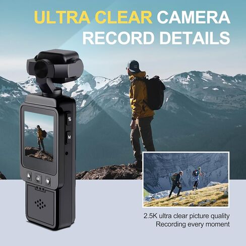 2.5K Body Cameras with Audio and Video Recording, Handheld Pocket Camera with WiFi, 6HR Battery, Mini Vlogging Camera for Travel, Sports, Work Records, Covert Recording. (64G) in Kuwait