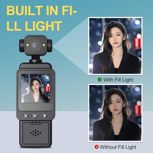 2.5K Body Cameras with Audio and Video Recording, Handheld Pocket Camera with WiFi, 6HR Battery, Mini Vlogging Camera for Travel, Sports, Work Records, Covert Recording. (64G) in Kuwait