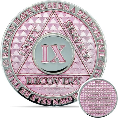 9 Year Sobriety Coin | Legacy AA Chip | Thick Triplate Recovery Anniversary Token (Aqua) in Saudi Arabia