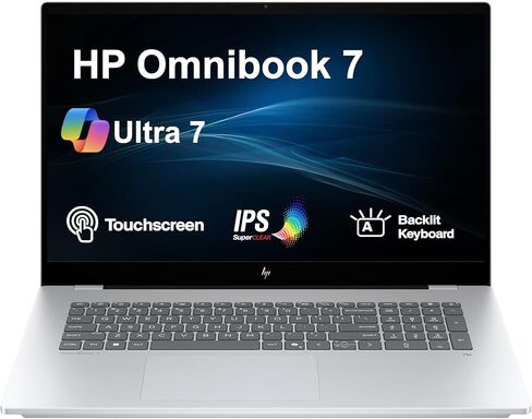 HP Omnibook 7 AI Powered Laptop 17.3" Touchscreen IPS FHD Display (Intel Ultra 7-258V, 32GB LPDDR5X, 1TB PCIe SSD, Intel Arc 140V, Thunderbolt 4, Backlit KB, Win 11 Pro) w/Dockztorm Hub in Kuwait
