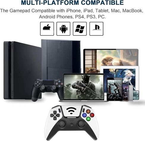 وحدة تحكم الألعاب المحمولة arVin لـ PS4/PS3/PC/iPhone/Android عصا التحكم اللاسلكية مع حامل هاتف لـ iPhone 15/14/13/12، iPad، iOS، MacBook، Samsung Galaxy، TCL، One Plus، Tablet، COD، Steam in Kuwait