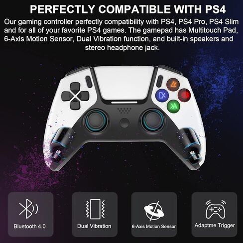 وحدة تحكم الألعاب المحمولة arVin لـ PS4/PS3/PC/iPhone/Android عصا التحكم اللاسلكية مع حامل هاتف لـ iPhone 15/14/13/12، iPad، iOS، MacBook، Samsung Galaxy، TCL، One Plus، Tablet، COD، Steam in Kuwait