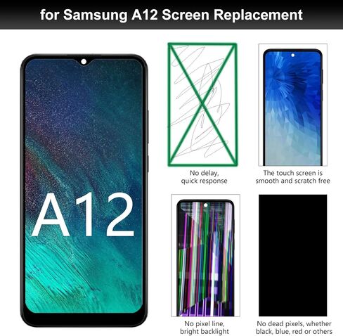 استبدال شاشة Samsung Galaxy A12 مع سماعة الأذن وزر الصوت الجانبي ووحدة محرك الاهتزاز مع إطار A125 A127 LCD تعمل باللمس محول الأرقام الجمعية إصلاح أطقم 6.5 بوصة in Kuwait