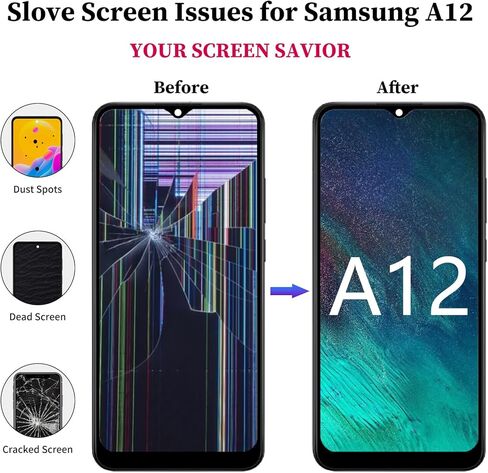 استبدال شاشة Samsung Galaxy A12 مع سماعة الأذن وزر الصوت الجانبي ووحدة محرك الاهتزاز مع إطار A125 A127 LCD تعمل باللمس محول الأرقام الجمعية إصلاح أطقم 6.5 بوصة in Kuwait