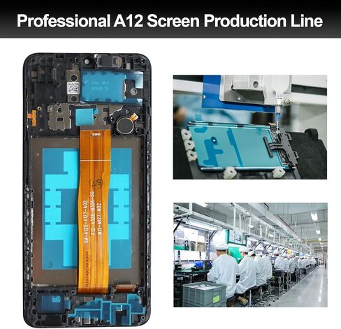 استبدال شاشة Samsung Galaxy A12 مع سماعة الأذن وزر الصوت الجانبي ووحدة محرك الاهتزاز مع إطار A125 A127 LCD تعمل باللمس محول الأرقام الجمعية إصلاح أطقم 6.5 بوصة in Kuwait