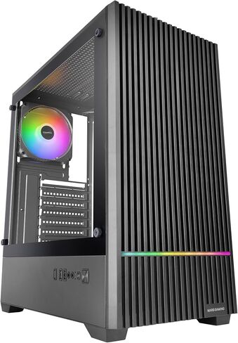 Mars Gaming MC-Quantum, ATX Gaming PC Case, Mesh Front with ARGB LED Strips, Full Side Tempered Glass, 4 x FDB 120 mm Fans, Support for Liquid Cooling up to 240 mm, USB-C, Black in Kuwait