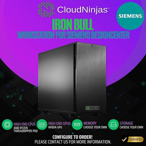 محطة عمل Cloud Ninjas AI مصممة لـ Siemens Designcenter Ryzen Threadripper 9960X 4.2 جيجا هرتز 24 Core Geforce RTX PRO 4000 Blackwell SFF 24GB 128GB ECC Reg DDR5 1TB 2TB M.2 NVMe 1600W PSU in Kuwait