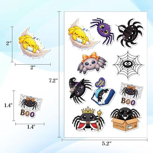 64PCS Spider Stickers – Cute Spooky Animal Vinyl Waterproof Stickers for Scrapbook, Journal, Laptop, Water Bottle in Kuwait