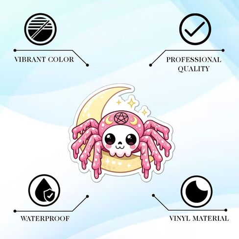 64PCS Spider Stickers – Cute Spooky Animal Vinyl Waterproof Stickers for Scrapbook, Journal, Laptop, Water Bottle in Kuwait