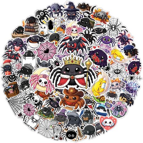 64PCS Spider Stickers – Cute Spooky Animal Vinyl Waterproof Stickers for Scrapbook, Journal, Laptop, Water Bottle in Kuwait