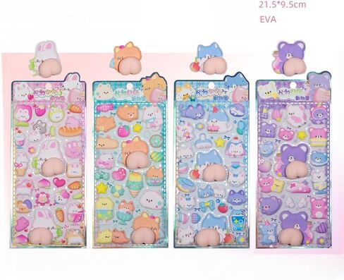 Cute Puffy Stickers,Kawaii 3D Bubble Foam Sticker,Puff Squishies Bear Bunny Stickers,for Phone Case Notebook DIY, Tiny DIY Sticker for Scrapbooks Laptops Water Bottles(Random one) in Kuwait