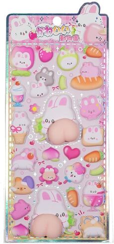 Cute Puffy Stickers,Kawaii 3D Bubble Foam Sticker,Puff Squishies Bear Bunny Stickers,for Phone Case Notebook DIY, Tiny DIY Sticker for Scrapbooks Laptops Water Bottles(Random one) in Kuwait