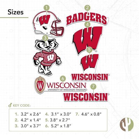 Desert Cactus University of Wisconsin Sticker Badgers UW Madison Vinyl Decals Laptop Water Bottle Car Scrapbook T2 (Type 2-2) in Kuwait