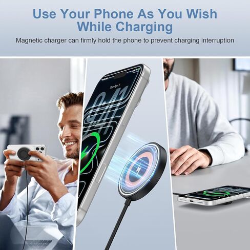 شاحن Samsung S26 Ultra اللاسلكي، لوحة شحن سريعة، شاحن مغناطيسي لهاتف Samsung Galaxy S26 Plus/S25 Ultra/S24/S23/S22/2Pack، وسادة شاحن Magsafe سريعة 15 وات مع محول USB A لهاتف iPhone 17 Pro/16/15/14 in Kuwait
