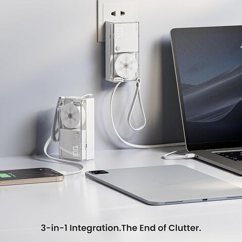 sharge 3 in 1 Portable Charger with Built-in Retractable Cables 10000mAh Power Bank, 30W Max Travel Essentials Battery Pack Fast Charging Powerbank for iPhone 17/16 and More in Kuwait