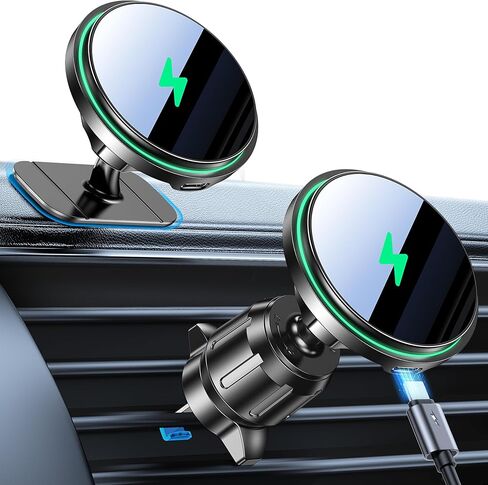 Coolpow لشاحن تثبيت السيارة MagSafe بقوة 15 وات، أقوى مغناطيسي، شاحن سيارات لاسلكي مغناطيسي، حامل هاتف مغناطيسي للسيارات، حاملات هاتف لشاحن السيارة الخاص بك لهاتف iPhone 17 Pro Max 16 15 14 in Kuwait