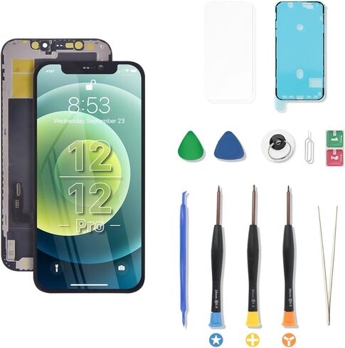 REPART for iPhone 12/12 Pro Replacement Screen 6.1 Inch, FHD for 12 Screen Repair Kit, Tempered Glass, Waterproof Seal (6.1" for iPhone 12 12Pro) in Kuwait