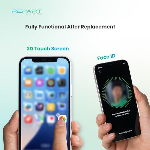 REPART for iPhone 12/12 Pro Replacement Screen 6.1 Inch, FHD for 12 Screen Repair Kit, Tempered Glass, Waterproof Seal (6.1" for iPhone 12 12Pro) in Kuwait