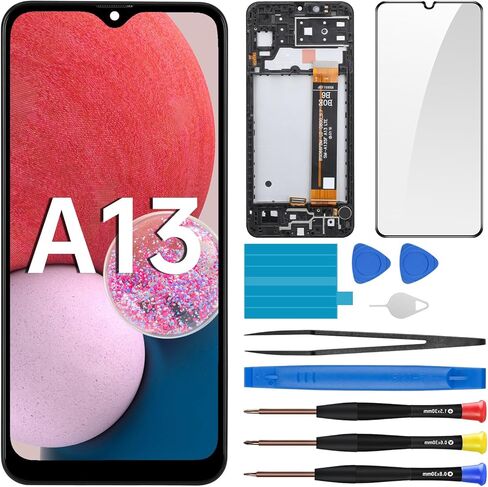 استبدال شاشة Samsung Galaxy A13 مع إطار شاشة LCD تعمل باللمس محول رقمي كامل وزر جانبي ومكبر صوت الأذن مجموعة أدوات إصلاح الزجاج بمحرك اهتزاز SM-A135U SM-A135U1 in Kuwait