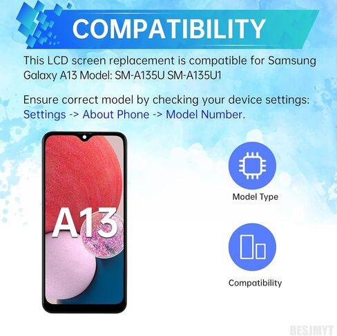 استبدال شاشة Samsung Galaxy A13 مع إطار شاشة LCD تعمل باللمس محول رقمي كامل وزر جانبي ومكبر صوت الأذن مجموعة أدوات إصلاح الزجاج بمحرك اهتزاز SM-A135U SM-A135U1 in Kuwait